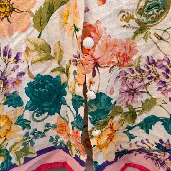 Rachel Zoe whimsical aftermarket cropped linen Floral Blouse - Picture 2 of 8